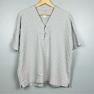 Poetry light gray 100% organic cotton embroidered pattern top, size US 14.